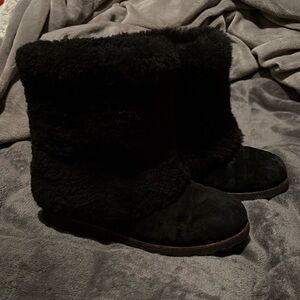 RARE UGG Maylin Black Pull On Sheepskin Shearling Cuff Boots 3220 Womens Size 7